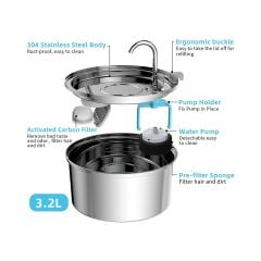 Hareket Sensörlü 3.2 L Paslanmaz Çelik Kedi Köpek Için Otomatik Su Pınarı Su Çeşmesi Su Sebili