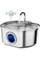 Su Seviyesi Göstergeli Sensörlü 3.2 L Paslanmaz Çelik Kedi Köpek Için Otomatik Su Pınarı Su Çeşmesi