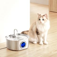 Su Seviyesi Göstergeli Sensörlü 3.2 L Paslanmaz Çelik Kedi Köpek Için Otomatik Su Pınarı Su Çeşmesi