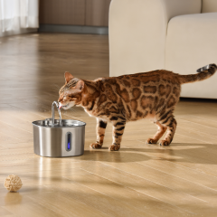 2.2 L Su Seviyesi Göstergeli Paslanmaz Çelik Kedi Köpek Için Su Pınarı Su Çeşmesi Su Sebili