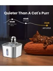 2.2 L Göstergeli Paslanmaz Çelik Kedi Köpek Için Su Pınarı Su Çeşmesi Su Sebili B20