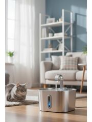 2.2 L Göstergeli Paslanmaz Çelik Kedi Köpek Için Su Pınarı Su Çeşmesi Su Sebili B20