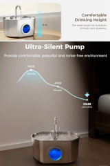 2.2 L Su Seviyesi Göstergeli Paslanmaz Çelik Kedi Köpek Için Su Pınarı Su Çeşmesi Su Sebili sspf439a