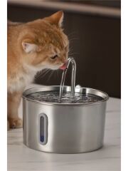 Su Seviyesi Göstergeli 2.2 L Paslanmaz Çelik Kedi Köpek Için Su Pınarı Su Çeşmesi Su Sebili S12