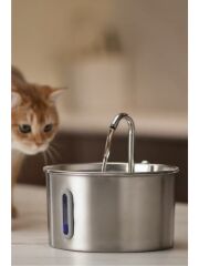 Su Seviyesi Göstergeli 2.2 L Paslanmaz Çelik Kedi Köpek Için Su Pınarı Su Çeşmesi Su Sebili S12