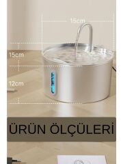 Su Seviyesi Göstergeli 2.2 L Paslanmaz Çelik Kedi Köpek Için Su Pınarı Su Çeşmesi Su Sebili S12