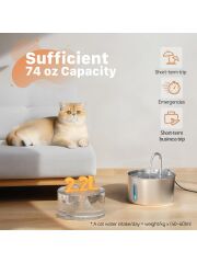 Su Seviyesi Göstergeli 2.2 L Paslanmaz Çelik Kedi Köpek Için Su Pınarı Su Çeşmesi Su Sebili S12